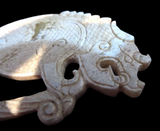 Jade Tiger Or Mythical Beast - Coiled Chinese Antique Pendant Plaque Han