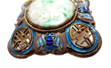 Jadeite Silver Gilt And Enamel Brooch With Bats Signed Qing