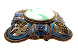 Jadeite Silver Gilt And Enamel Brooch With Bats Signed Qing