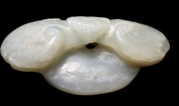 Jade Bat And Bi Disk Pendant Mutton Fat