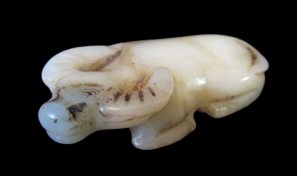 White-Pale Yellow Jade Water Buffalo Chinese 19th Century - Qing
