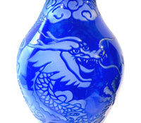 Peking Glass Cobalt Vase Dragon