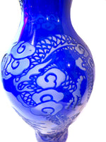 Peking Glass Cobalt Vase Dragon