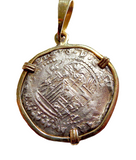 1580 Cob 2 Reale Silver Coin Gold Pendant Mounting Colombia