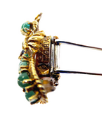 French Brooch Emerald And Diamond 18K Signed Dessin Paris