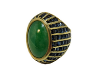 Jadeite And Sapphire Deco Style Ring