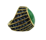 Jadeite And Sapphire Deco Style Ring