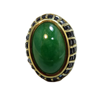 Jadeite And Sapphire Deco Style Ring