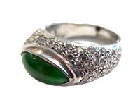 Imperial Green Jadeite And Pave Diamond Ring