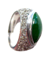 Imperial Green Jadeite And Pave Diamond Ring