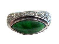 Imperial Green Jadeite And Pave Diamond Ring