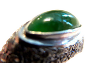 Imperial Green Jadeite And Pave Diamond Ring