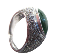 Imperial Green Jadeite And Pave Diamond Ring