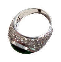 Imperial Green Jadeite And Pave Diamond Ring