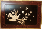 Bone (Ox) & Mother Of Pearl Panel Lacquer Antique