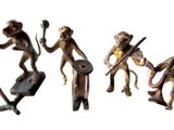 Monkey Band Antique Austrian Bronze Cold Painted 8 Figures