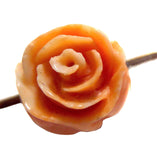 Angel Skin Coral Carved Flower Brooch Antique - Victorian Yellow Gold