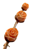 Angel Skin Coral Carved Flower Brooch Antique - Victorian Yellow Gold