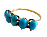 Victorian Era - Antique Ring 14K Yellow Gold Turquoise Cabochons