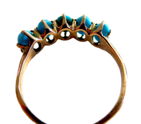 Victorian Era - Antique Ring 14K Yellow Gold Turquoise Cabochons