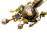 Italian Antique Gold Mounted Cameo Pendant With Inset Gems And Enamel