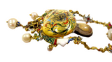 Italian Antique Gold Mounted Cameo Pendant With Inset Gems And Enamel