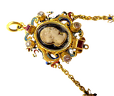 Italian Antique Gold Mounted Cameo Pendant With Inset Gems And Enamel