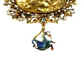 Italian Antique Gold Mounted Cameo Pendant With Inset Gems And Enamel