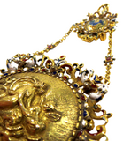 Italian Antique Gold Mounted Cameo Pendant With Inset Gems And Enamel