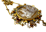 Italian Antique Gold Mounted Cameo Pendant With Inset Gems And Enamel