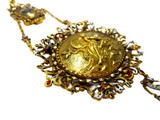 Italian Antique Gold Mounted Cameo Pendant With Inset Gems And Enamel