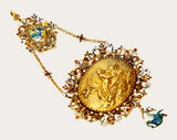 Italian Antique Gold Mounted Cameo Pendant With Inset Gems And Enamel