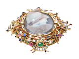 Italian Antique Gold Mounted Cameo Pendant With Inset Gems And Enamel