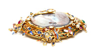 Italian Antique Gold Mounted Cameo With Inset Gems And Enamel