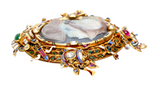 Italian Antique Gold Mounted Cameo Pendant With Inset Gems And Enamel