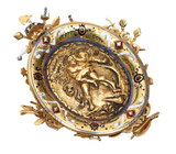 Italian Antique Gold Mounted Cameo Pendant With Inset Gems And Enamel