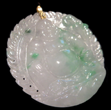 Jadeite Apple Green And White Translucent Buddha