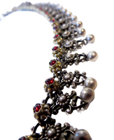 Garnet & Silver Necklace Scheidt Victorian 19th Century