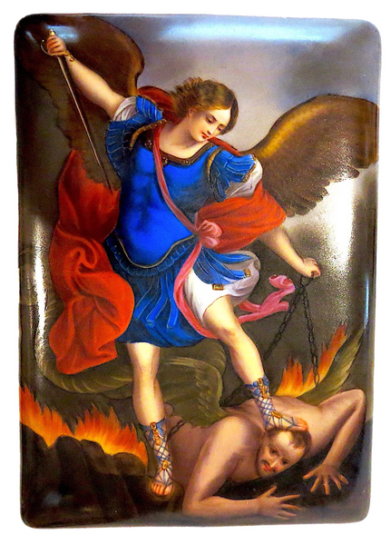 St Michael Slaying The Devil Russian Porcelain Plaque