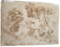 "A Wooden River Landscape" Paul Bril (Brill) Old Master Drawing Flemish