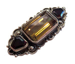 Silver Retro Elegant Citrine & Garnet Brooch - Elegant