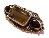 Silver Retro Elegant Citrine & Garnet Brooch - Elegant