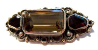 Silver Retro Elegant Citrine & Garnet Brooch - Elegant