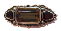 Silver Retro Elegant Citrine & Garnet Brooch - Elegant