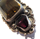 Silver Retro Elegant Citrine & Garnet Brooch - Elegant