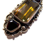 Silver Retro Elegant Citrine & Garnet Brooch - Elegant