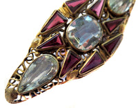 Retro Silver Gilt Brooch Topaz And Amethyst