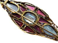 Retro Silver Gilt Brooch Topaz And Amethyst