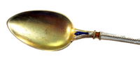 Enamel And Sterling Gilt Spoon - Antique Art Nouveau Russian/European