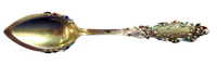 Enamel And Sterling Gilt Grapefruit Spoon Antique - Art Nouveau By GORHAM